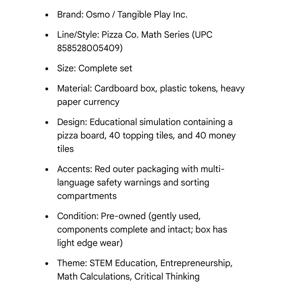 Osmo Pizza Co Game Tangible Play iPad Math Learning Educational Toy Pieces‎